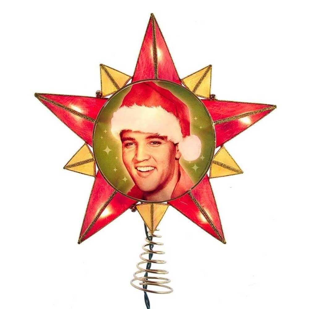 Elvis Presley 10-Light Elvis Capiz Star Treetop Tree Topper, Multi
