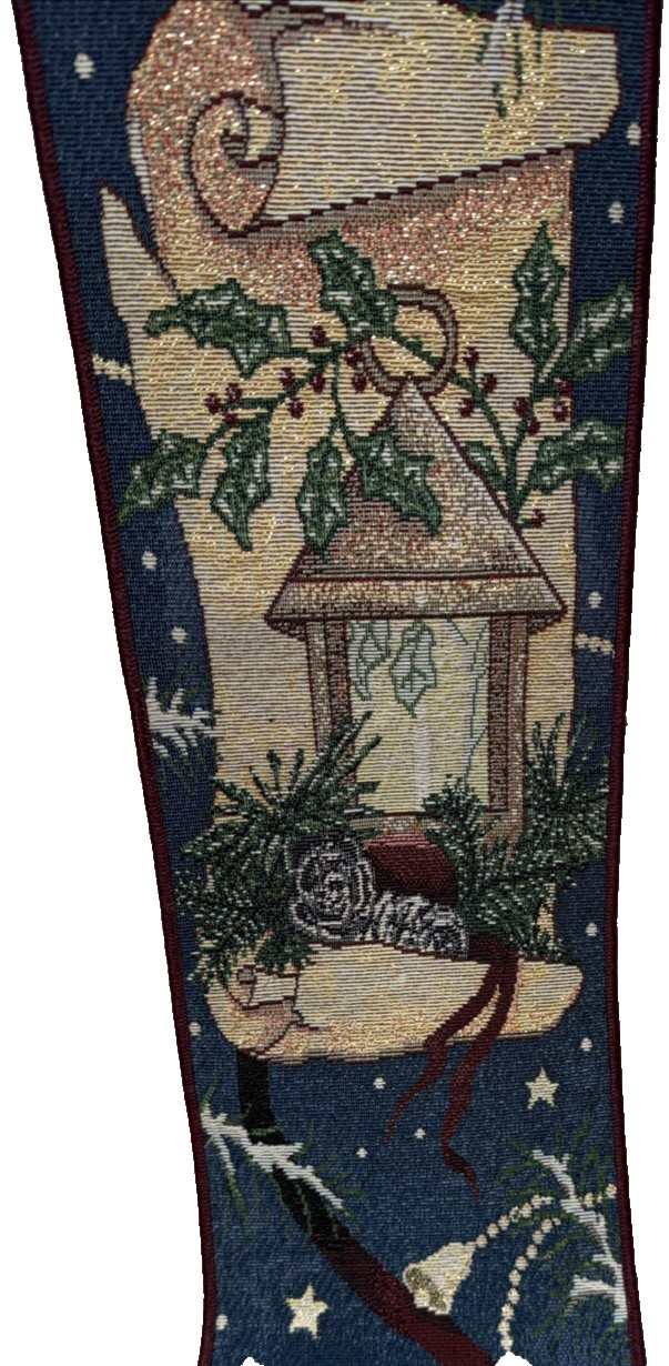 Christmas Holiday Tapestry Bell Pull Wall Hanging Star Lantern