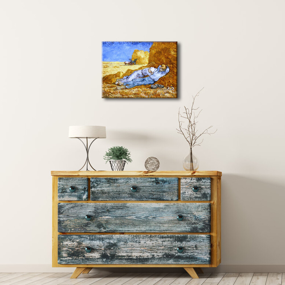 Canvas Print Pic Van Gogh Painting Repro Home Dec Wall Art Rest from Work Framed