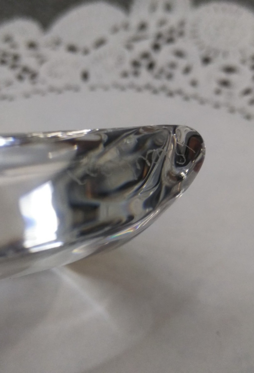 Steuben Crystal HEART SHAPED Clear Art Glass Signed Heavy PAPERWEIGHT