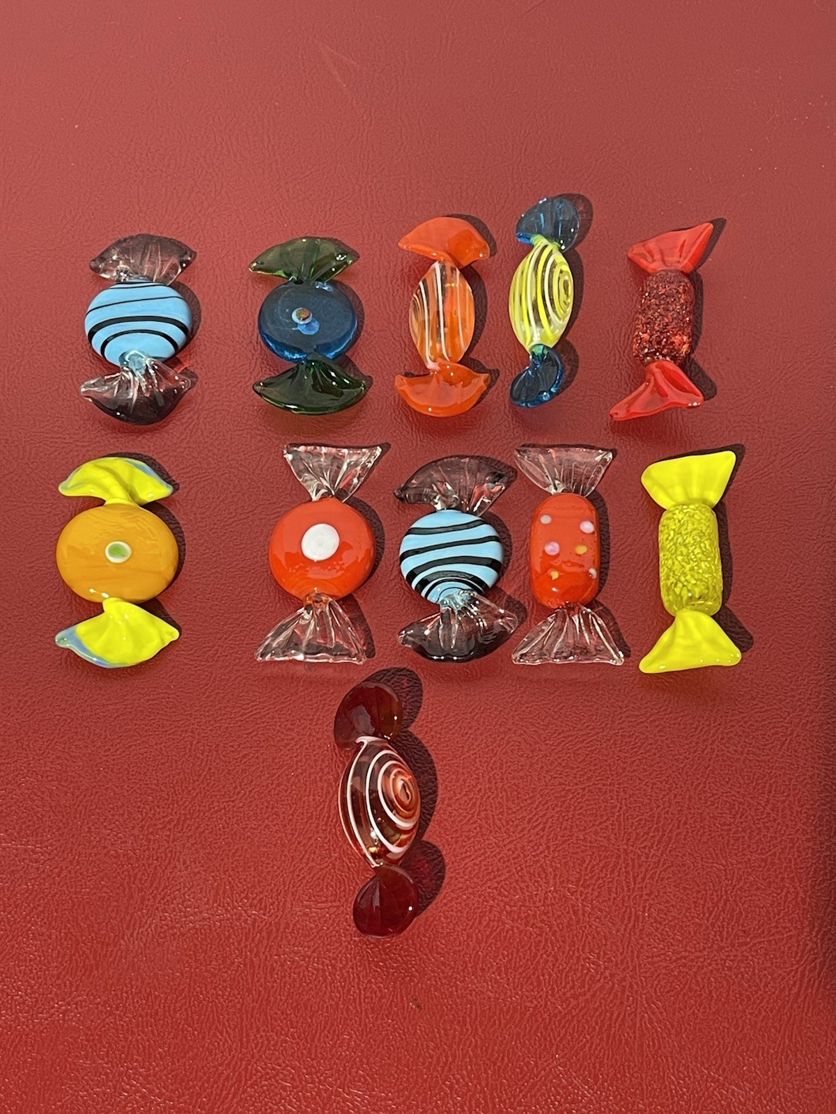 Vintage Murano Style Italian Blown Glass Wrapped Glass Candy Pieces Lot Of 11