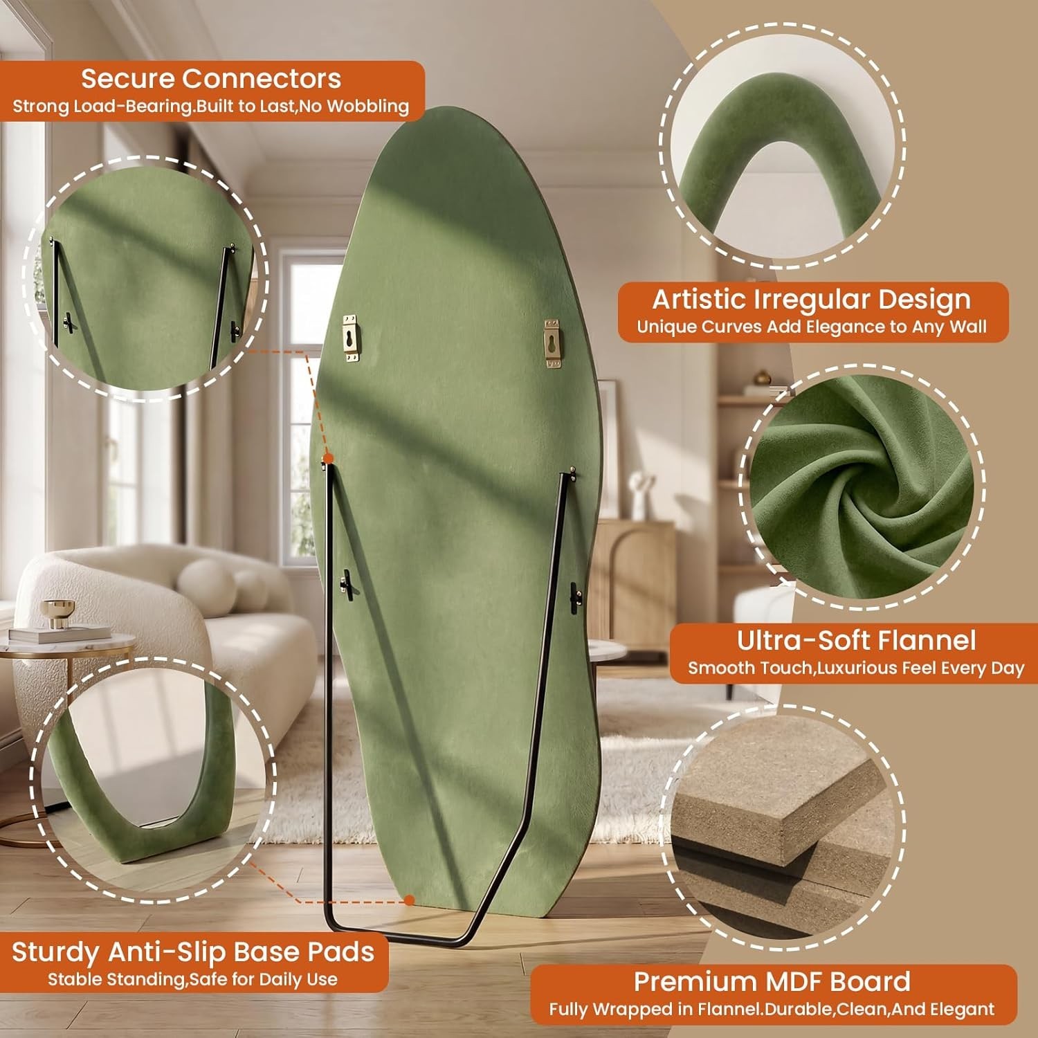 Full Length Mirror,65×24 Mirror Full Length Wall Mounted Wrapped in Flannel,F…