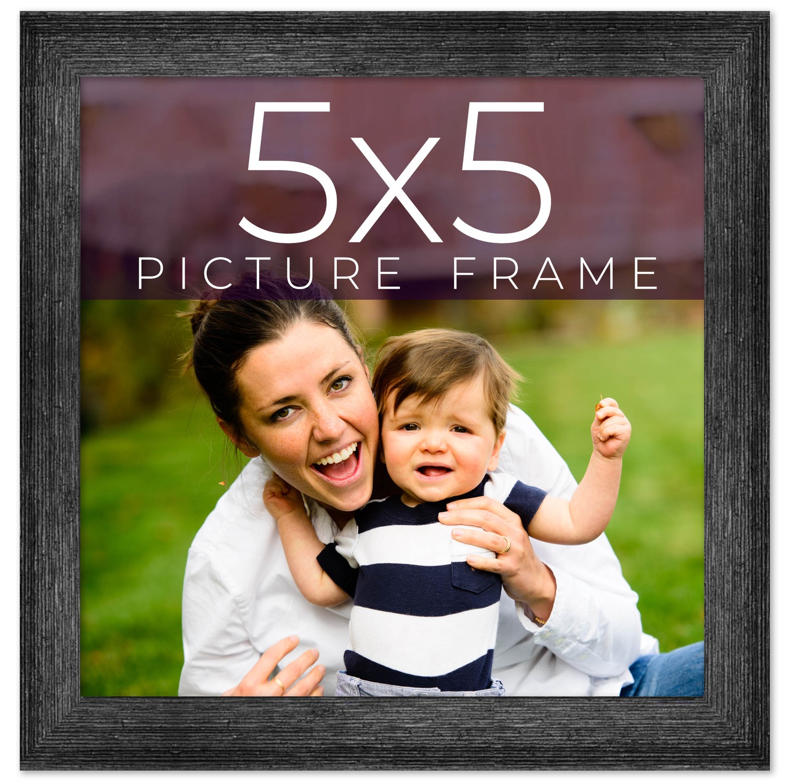 5×5 In Frame Black Real Wood Picture Frame Width 1.5 inches | Interior Frame Dep