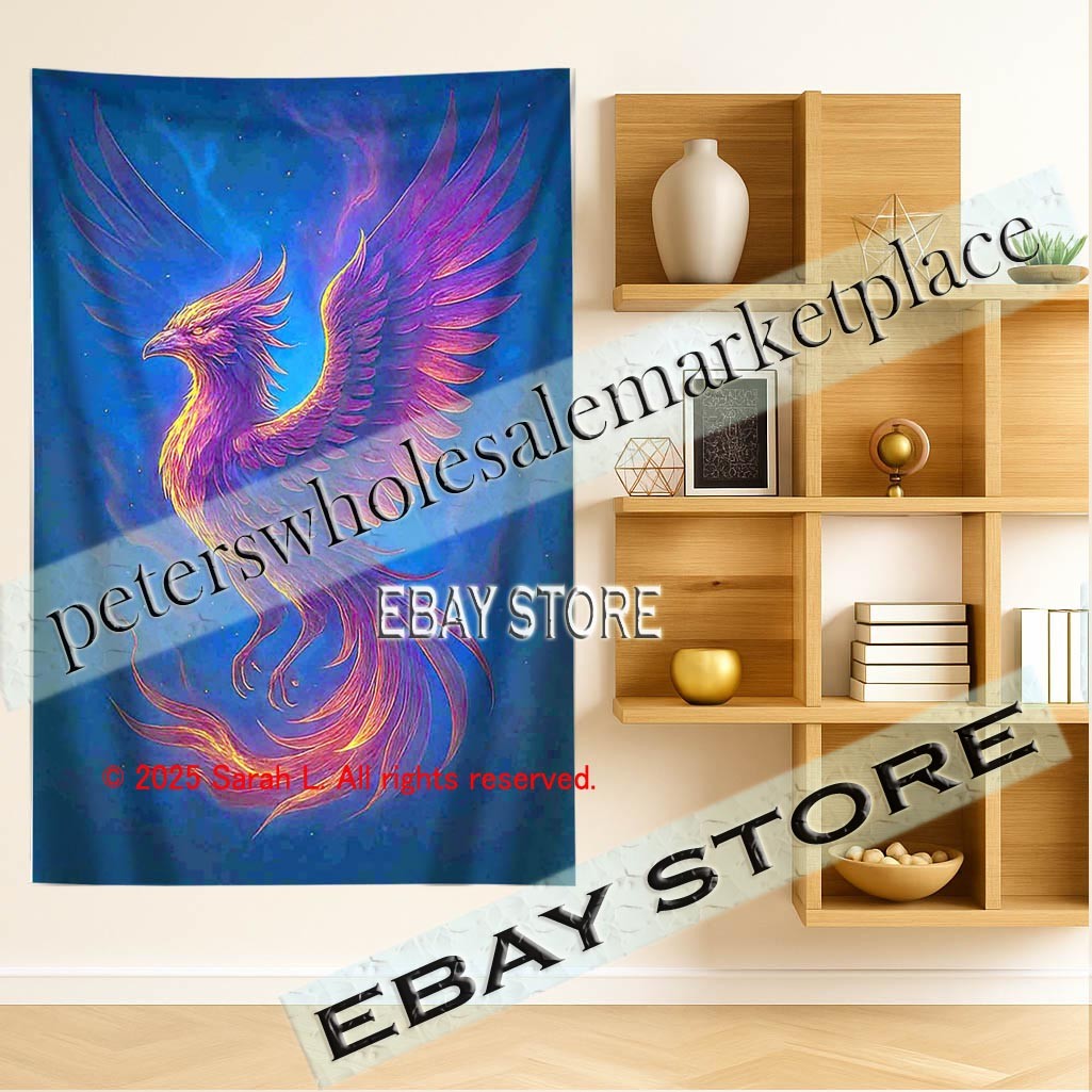 Phoenix Fire tapestry 3D relief look rebirth symbol 39X59 in