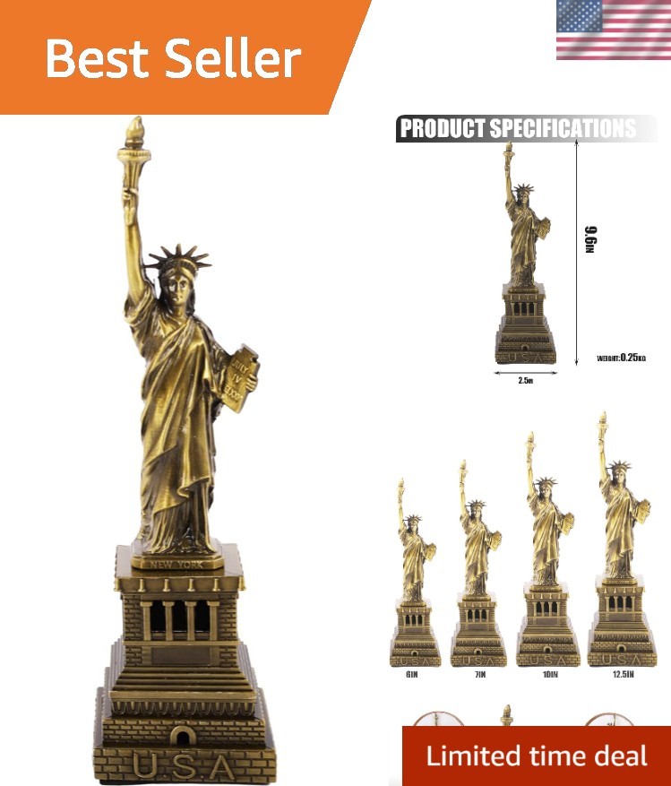 Statue of Liberty America 10 Inches Metal Model Souvenir Home Decor Gift, 25 cm