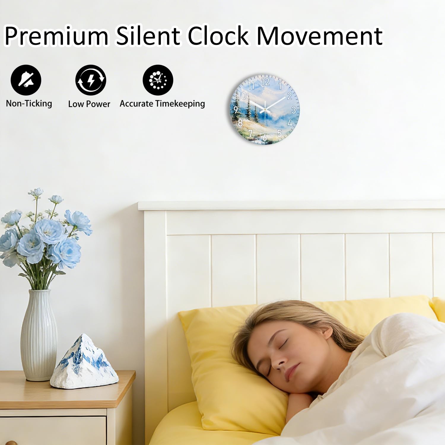 12 Inch Silent Wall Clock Non Ticking, Wall Clocks Battery Operated Analog Cl…