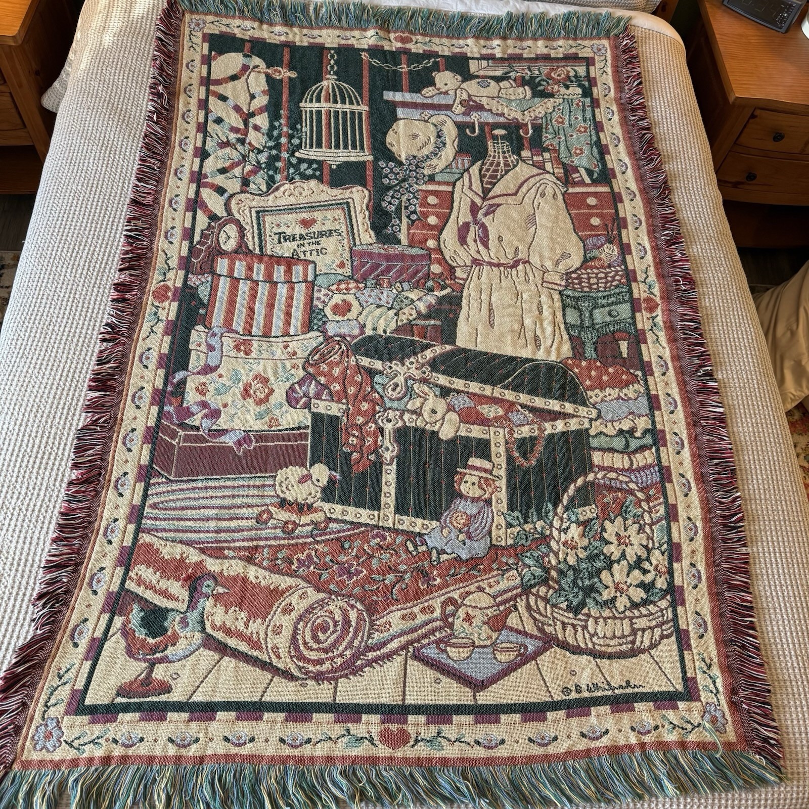 Field Crest “Treasures In The Attic” Tapestry Blanket Throw 46×68”