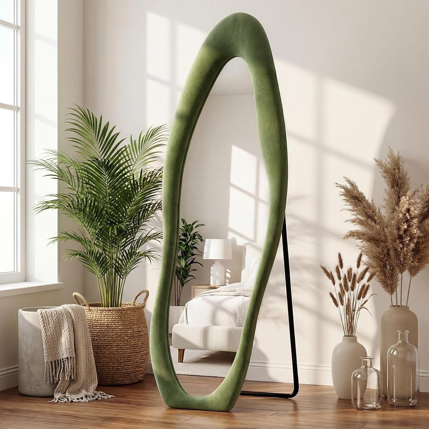 Full Length Mirror,65×24 Mirror Full Length Wall Mounted Wrapped in Flannel,F…