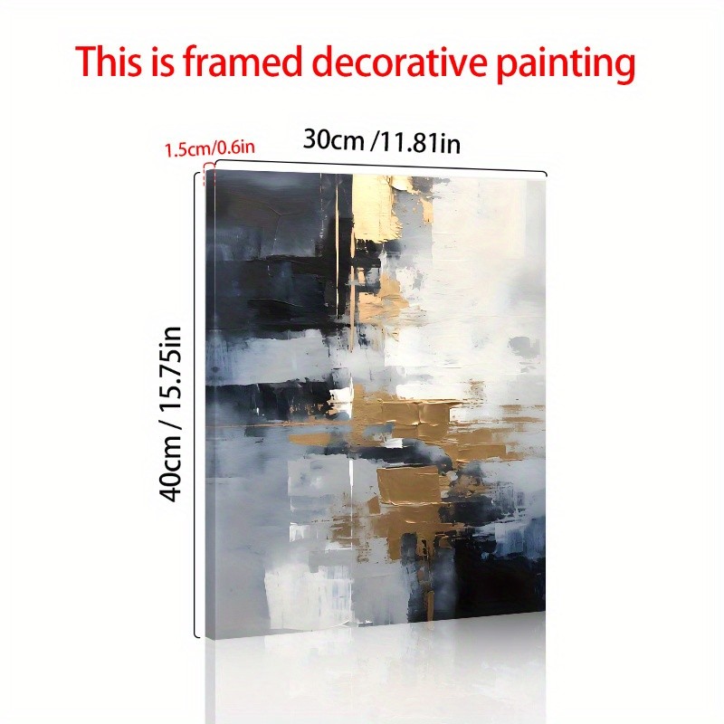 Black Gold Abstract Thick Texture Canvas Art, Modern Neutral Living Room Decor