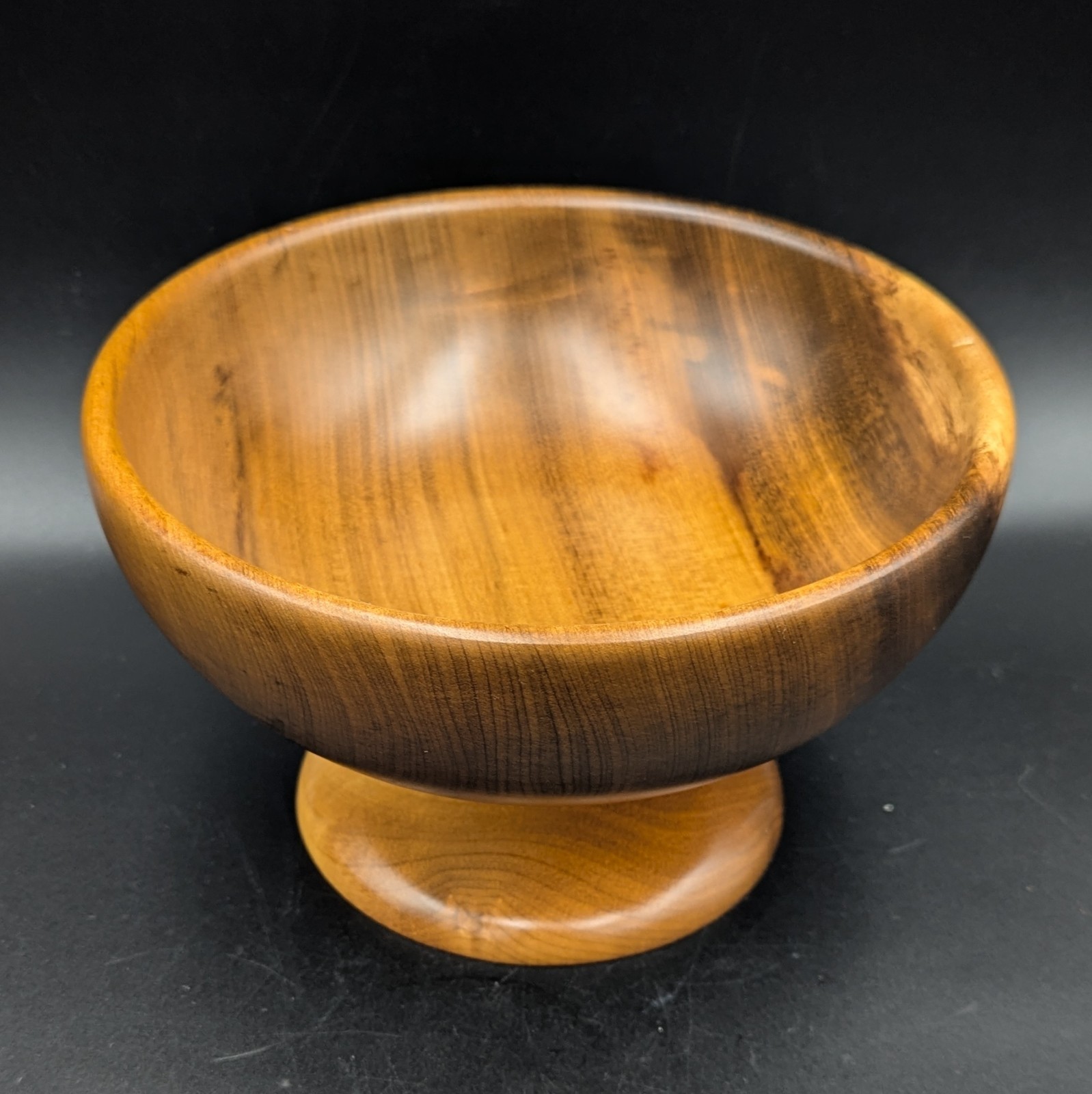VTG MCM Myrtlewood Pedestal Bowl Satin Finish 8&Prime; Diameter Coos Bay Oregon EUC