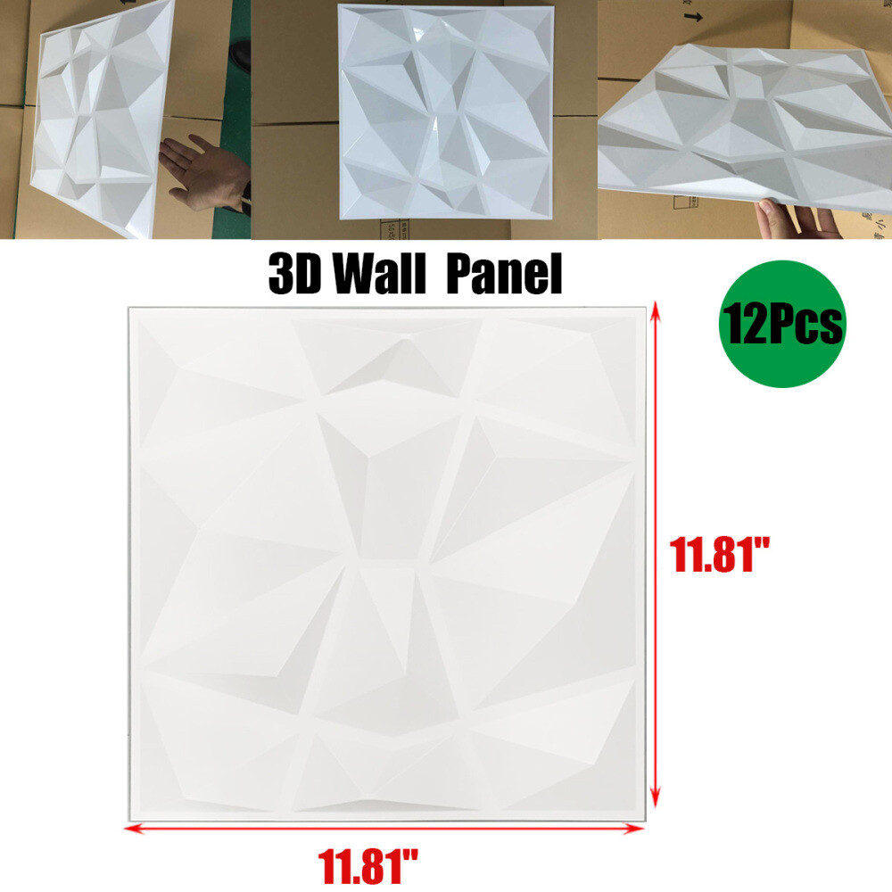12Pcs 3D Effect Wall Decor 3D Tile Brick Wall DIY Wallpaper Home Decor 11.8&Prime;