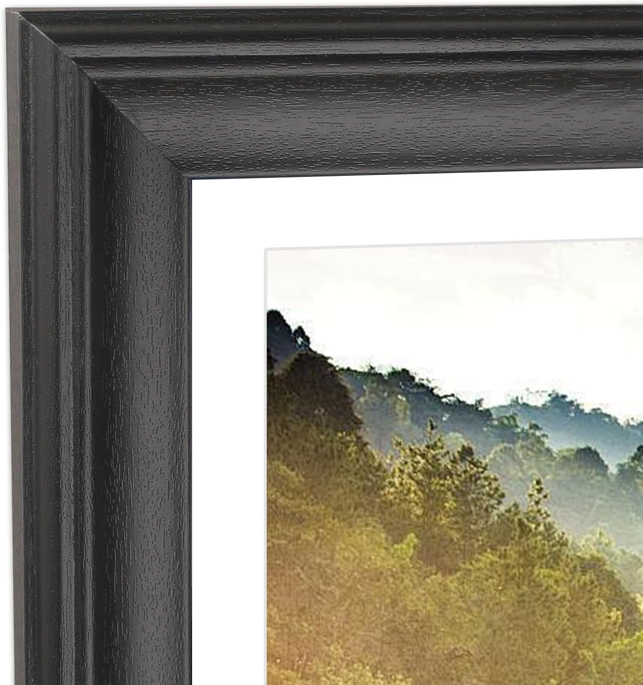Solid Black Wood Picture Frame 17×34, Fits 15×32 With Mat or 17×34 Without Mat
