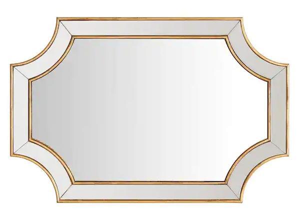 Medium Ornate Gold Beveled Glass Classic Accent Mirror 24in H x 35in W