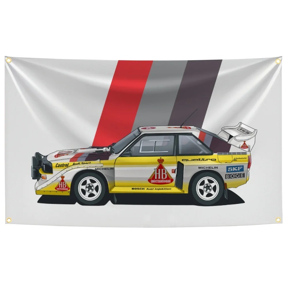 Rally Car Racing Polyester Flag Banner Motorsports Wall Hang Garage Décor 5x3ft