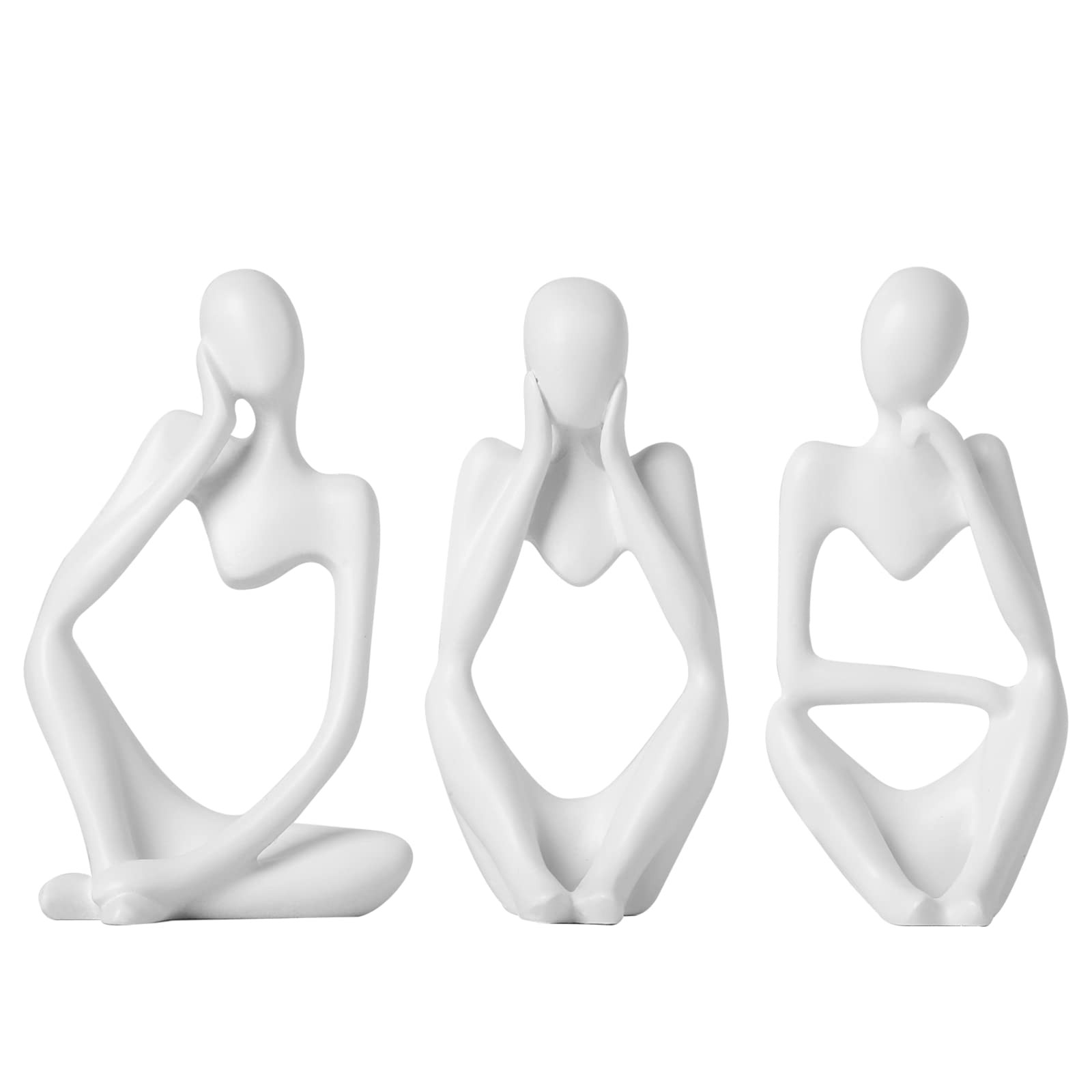 3pcs Decor White Thinker Statue Abstract Art Sculpture，Resin Collectible Figu…