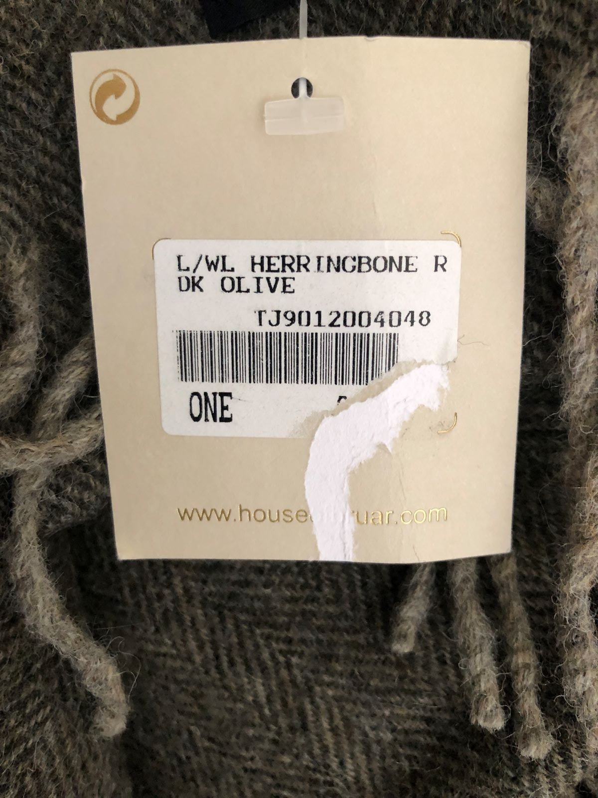 House Of Bruar Herringbone Lambswool Throw Blanket Dark Olive -Made in Scotland