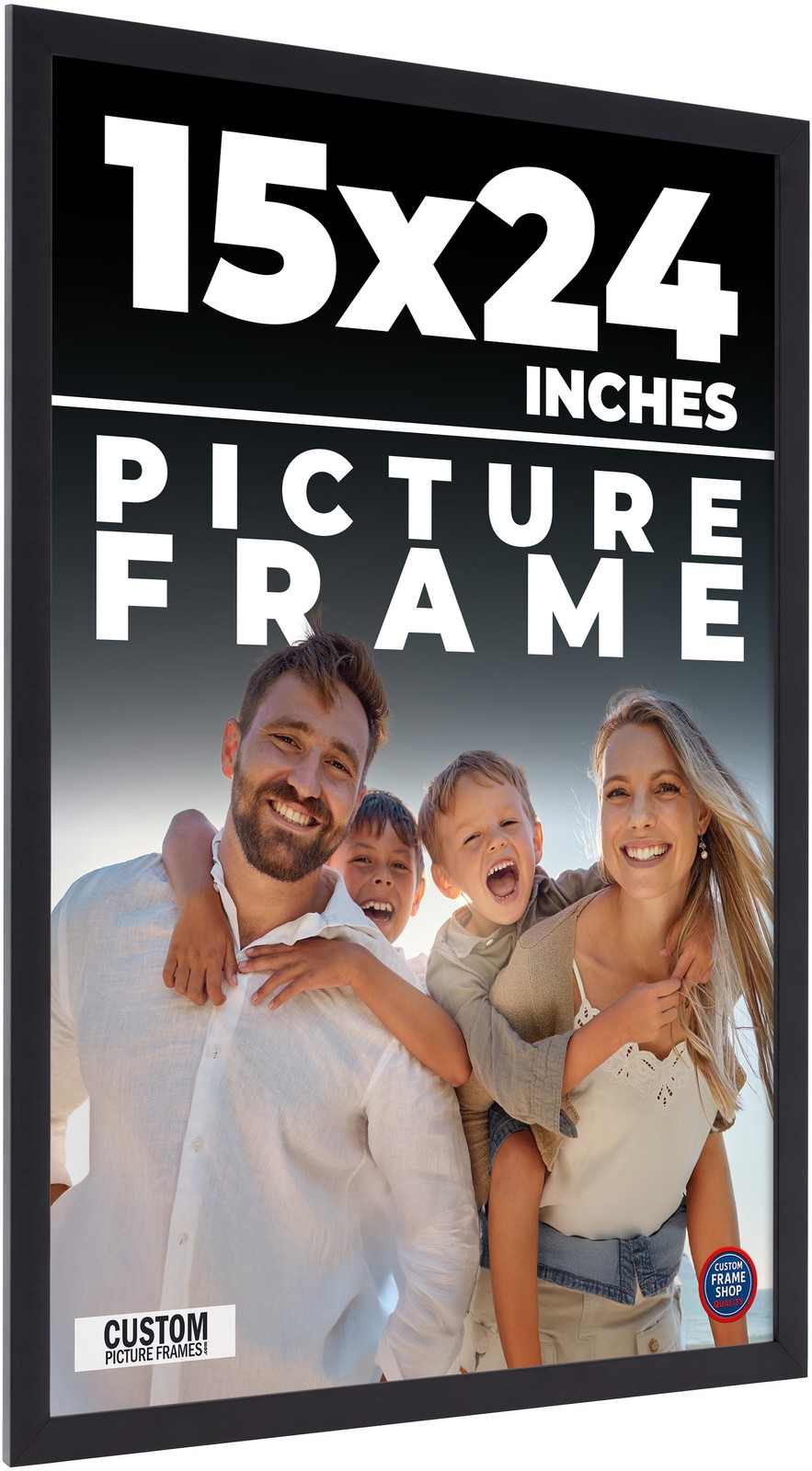 15×24 Frame Black Real Wood Picture Frame Width 0.75 inches | Interior Frame Dep