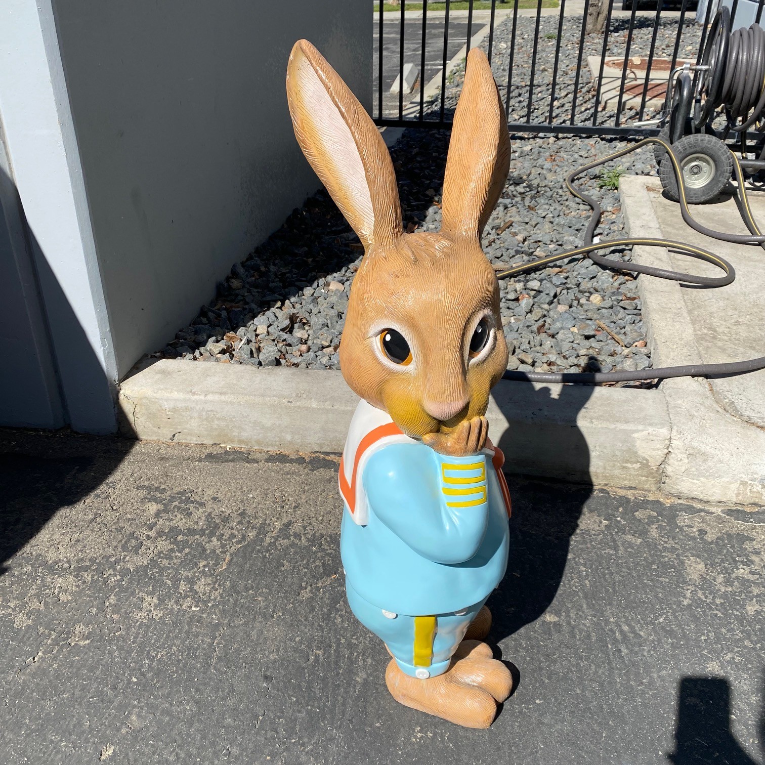 Small Rabbit Boy Over Sized Resin Statue Seasonal Easter Theme Prop Farm Display