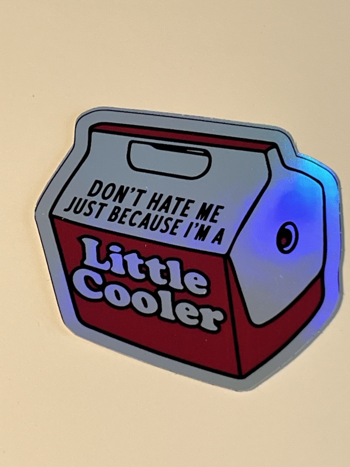 Don&rsquo;t Hate Me Little Cooler 3 Inch Funny Humor Holographic Waterproof Sticker