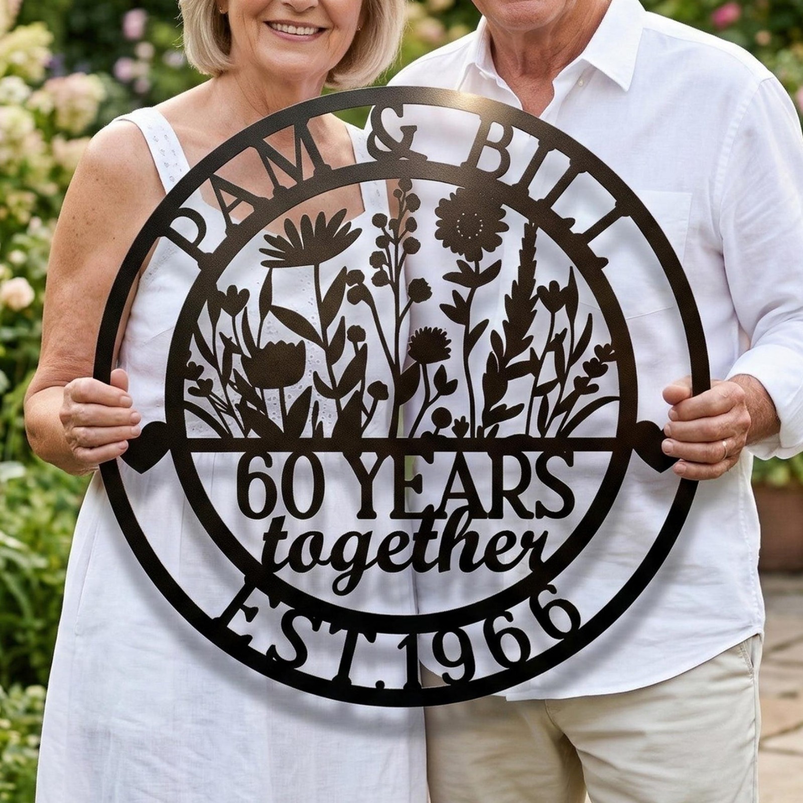 Personalized Wildflower Metal Sign, Wedding Anniversary Gift