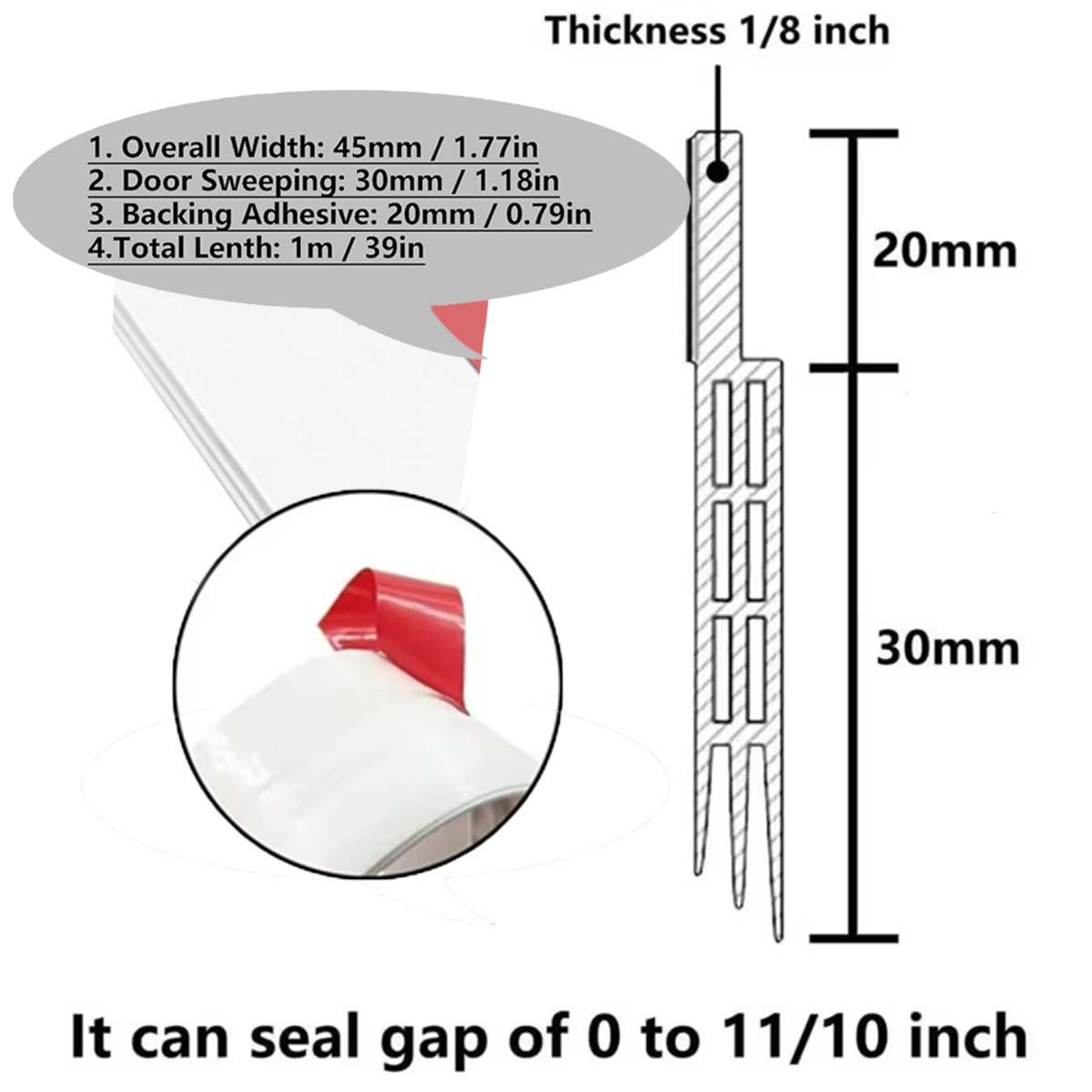 Under Door Sweep Weather Stripping Door Draft Stopper Blocker Strong Adhesive