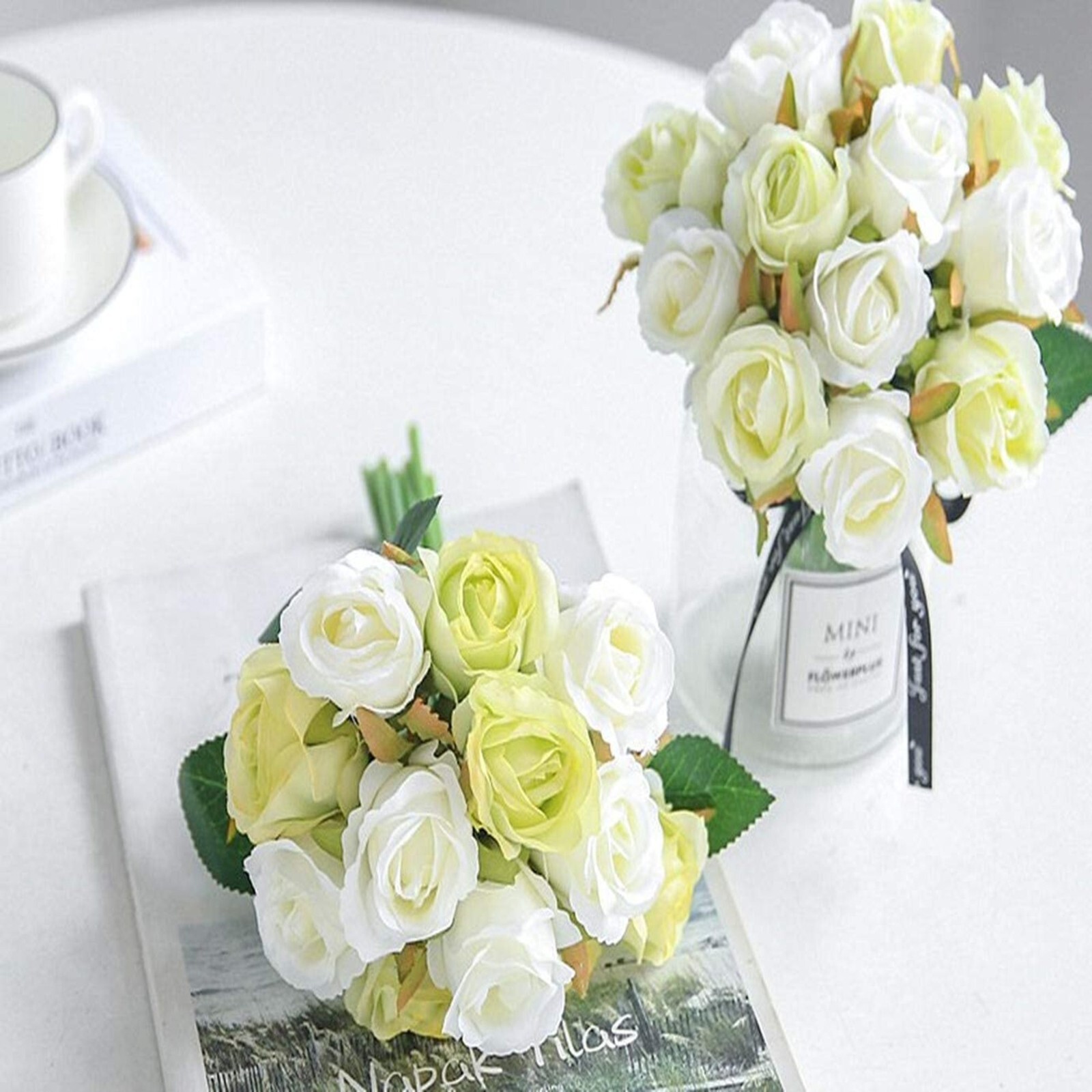 24pcs Silk Roses Artificial Flowers Decoration Wedding Party Office Decoration