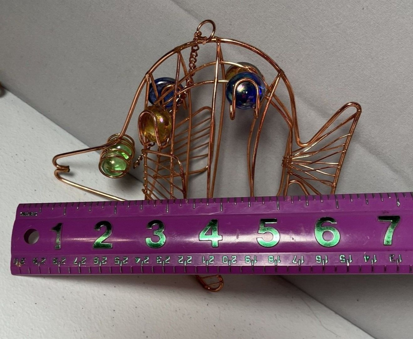 Copper Metal Glass Marbles Stones Fish HANGING Desk Decor 6&Prime; – 8&Prime; length