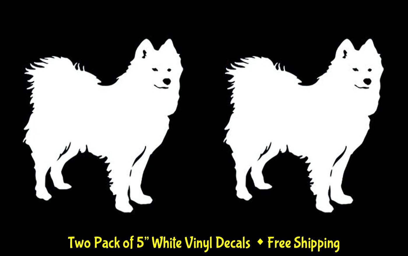 Samoyed Dog Two Pack of 5&Prime; White Vinyl Decals Car Laptop Tablet Window