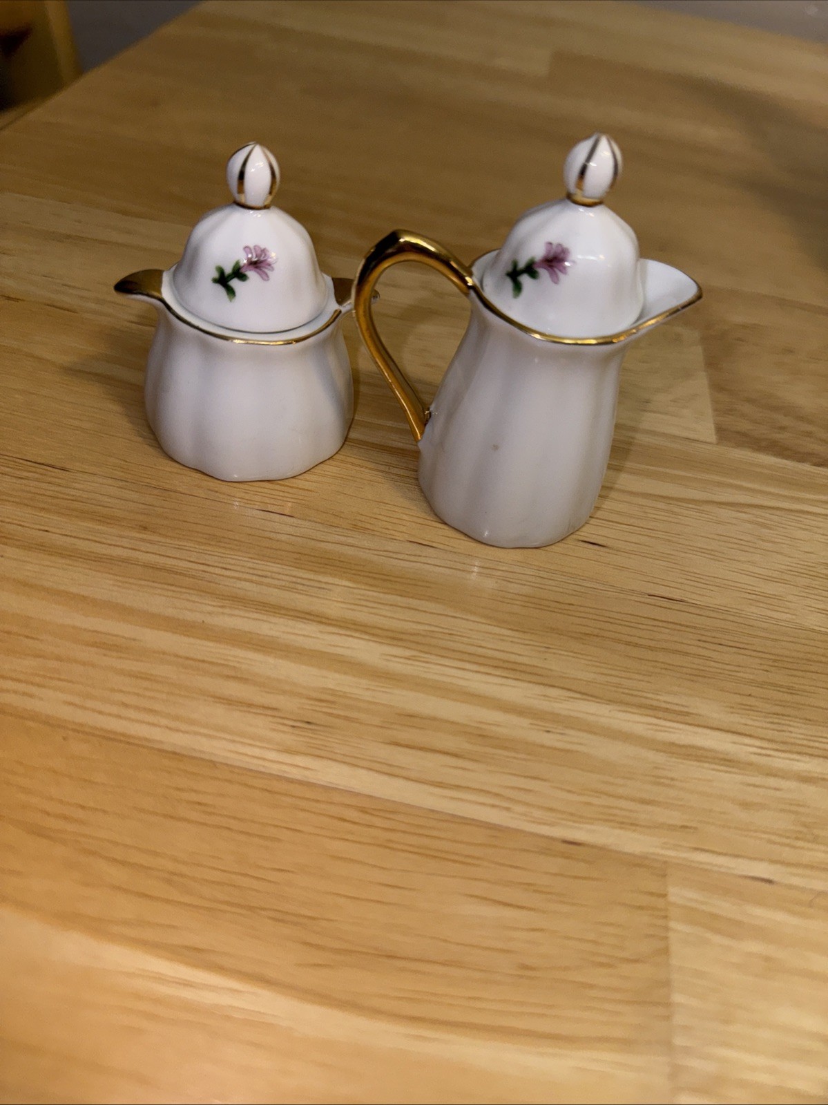 Pair From MINIATURE TEA SET WITH HUMMINGBIRD AND IRIS Cute Collectible Vintage
