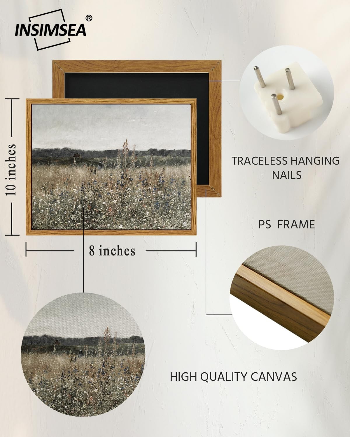 Classical Wildflower Canvas Wall Art – Vintage Decor for Bathroom & Living Room