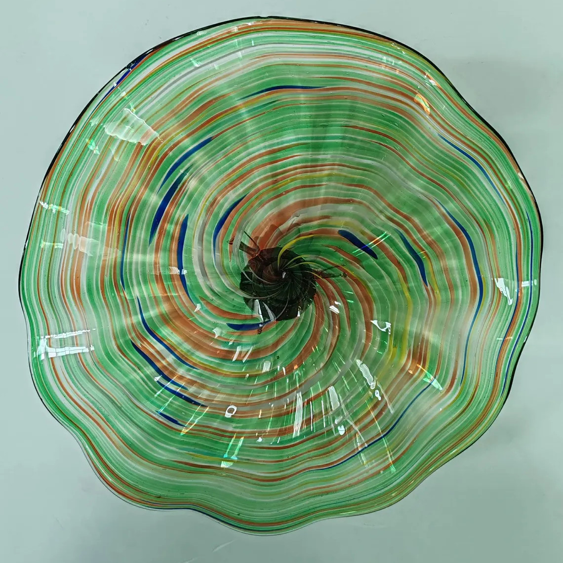 1PC Artistic Decor Glass Plate Multi-color Swirl Murano Handmade Wall Art D12&Prime;