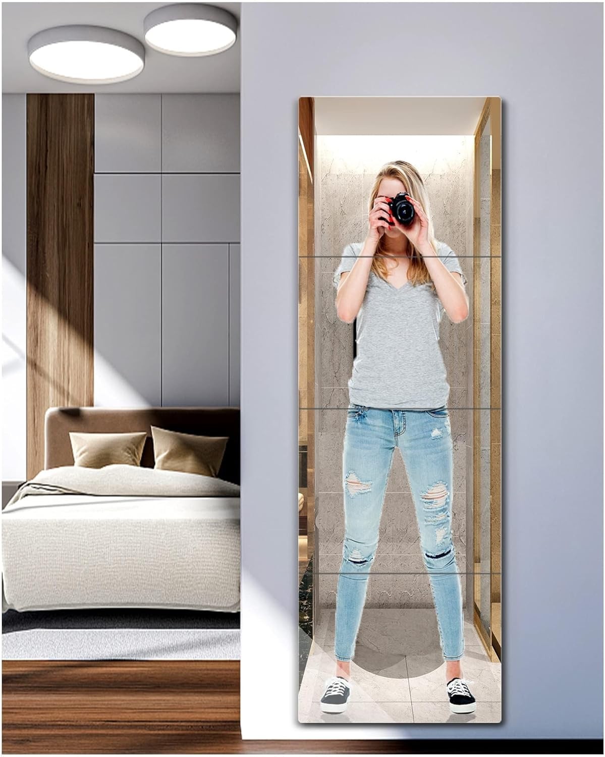 Unbreakable Full Length Mirror For Wall Mounted, Over The Door Mirror, Full Body