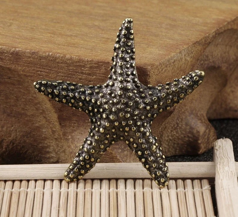 Brass Starfish Animal Statue Small Sculpture Tabletop Figurine Home Decor Gifts