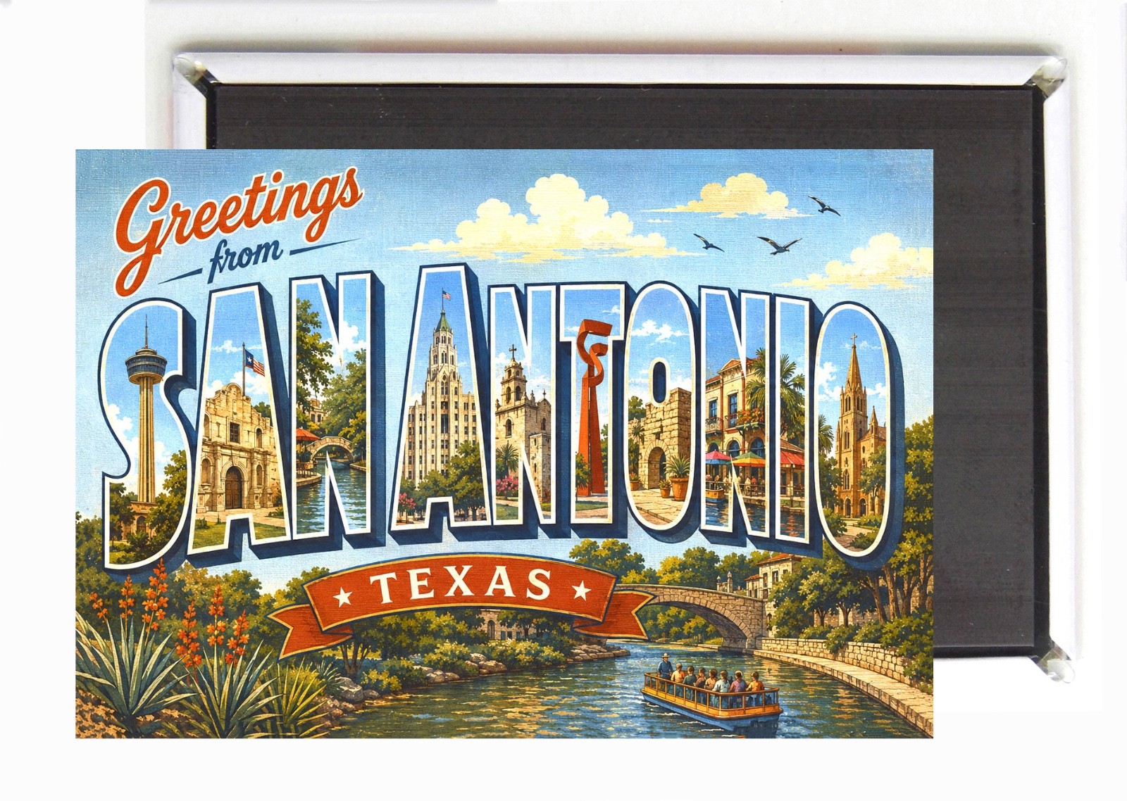 Greetings from San Antonio Texas FRIDGE MAGNET travel souvenir « style Z »