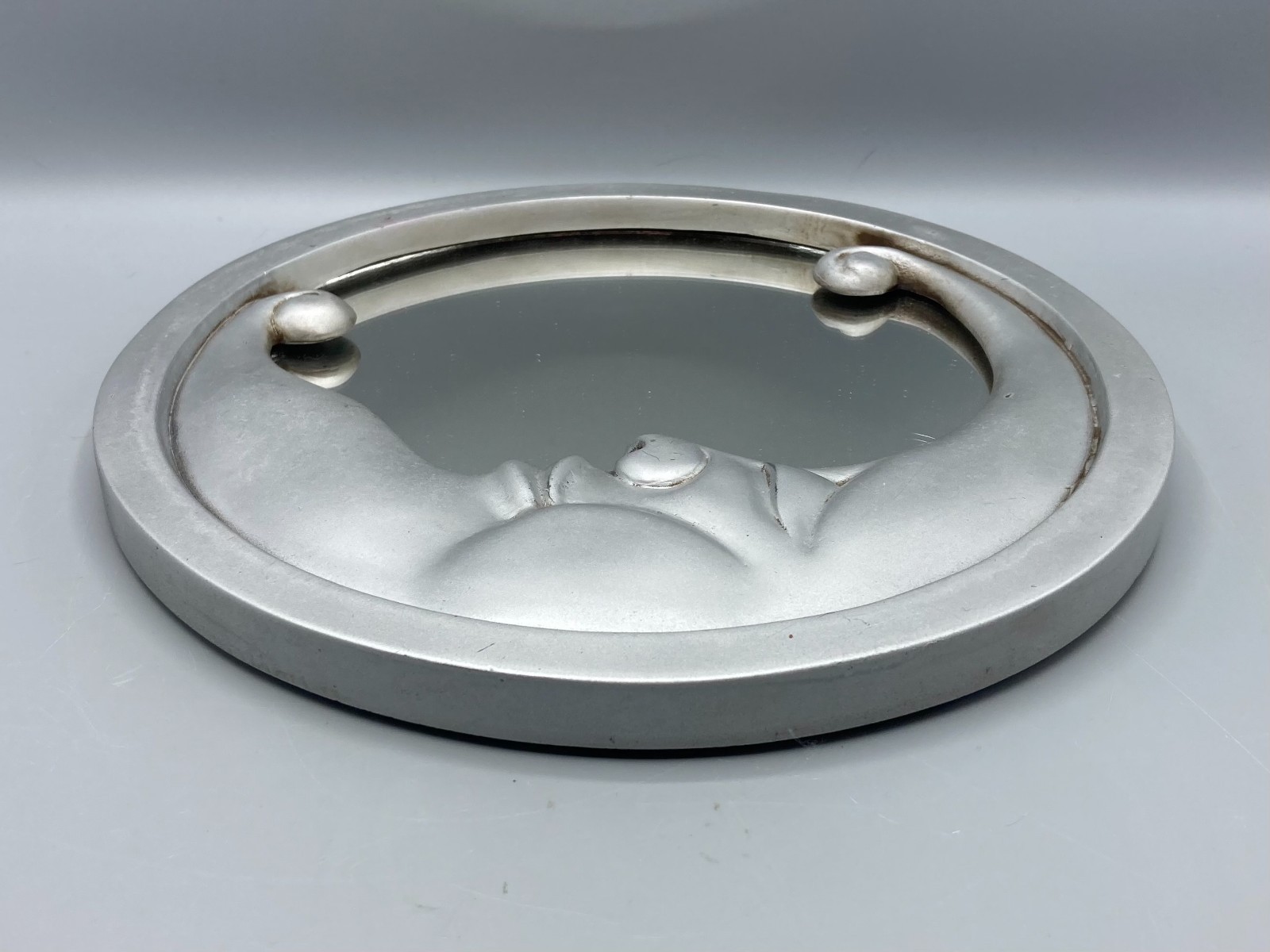Vintage Silver Crescent Moon Face Mirror Celestial Circular Wall Home Decor