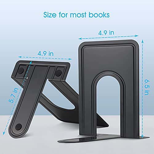 HappyHapi Bookends, Metal Bookend for Shelves, Assorted Sizes , Colors