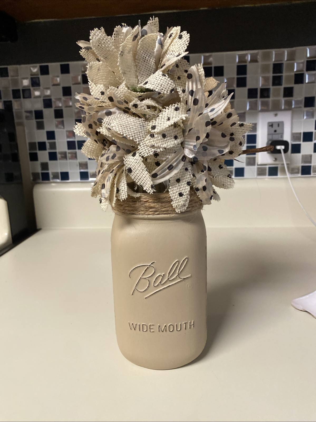 Ball Wide Mouth Jar Decor Vase Beige Tan Neutral Tones
