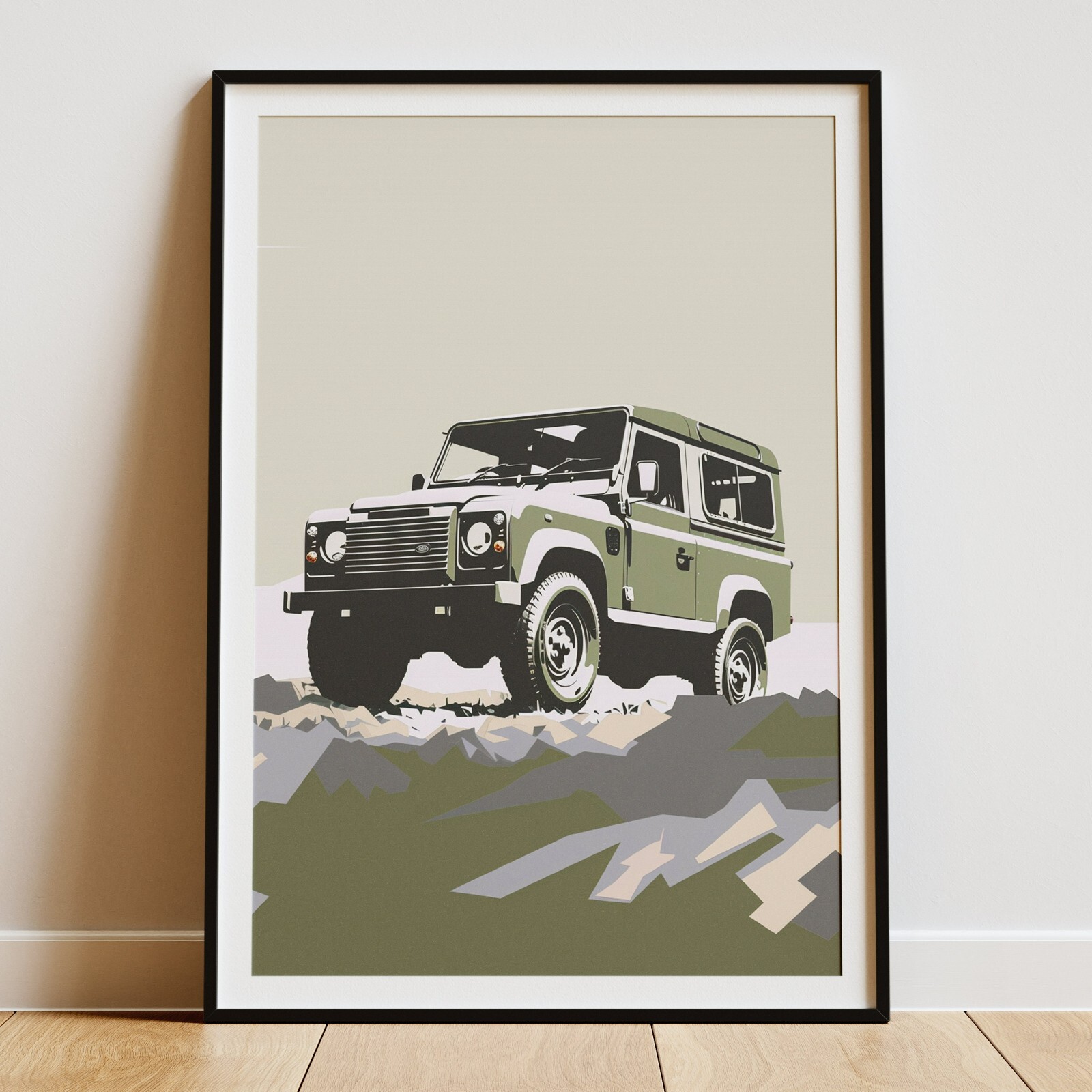 Land Rover Defender 90 Offroad Illustration Automotive Poste, Poster Decor