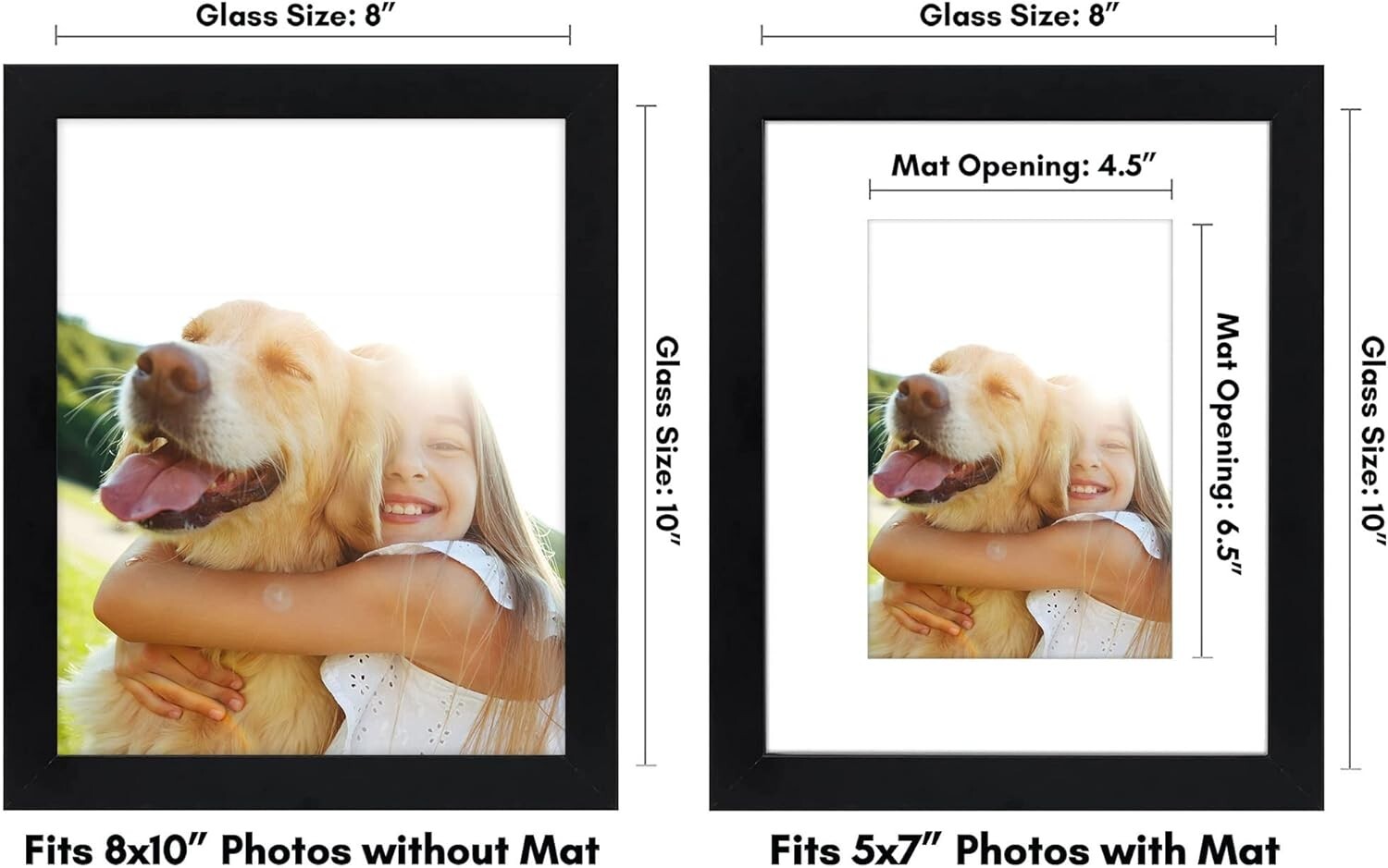 Durable Black Composite Wood Picture Frames – 4 Pack for 8×10 & 5×7 Photos