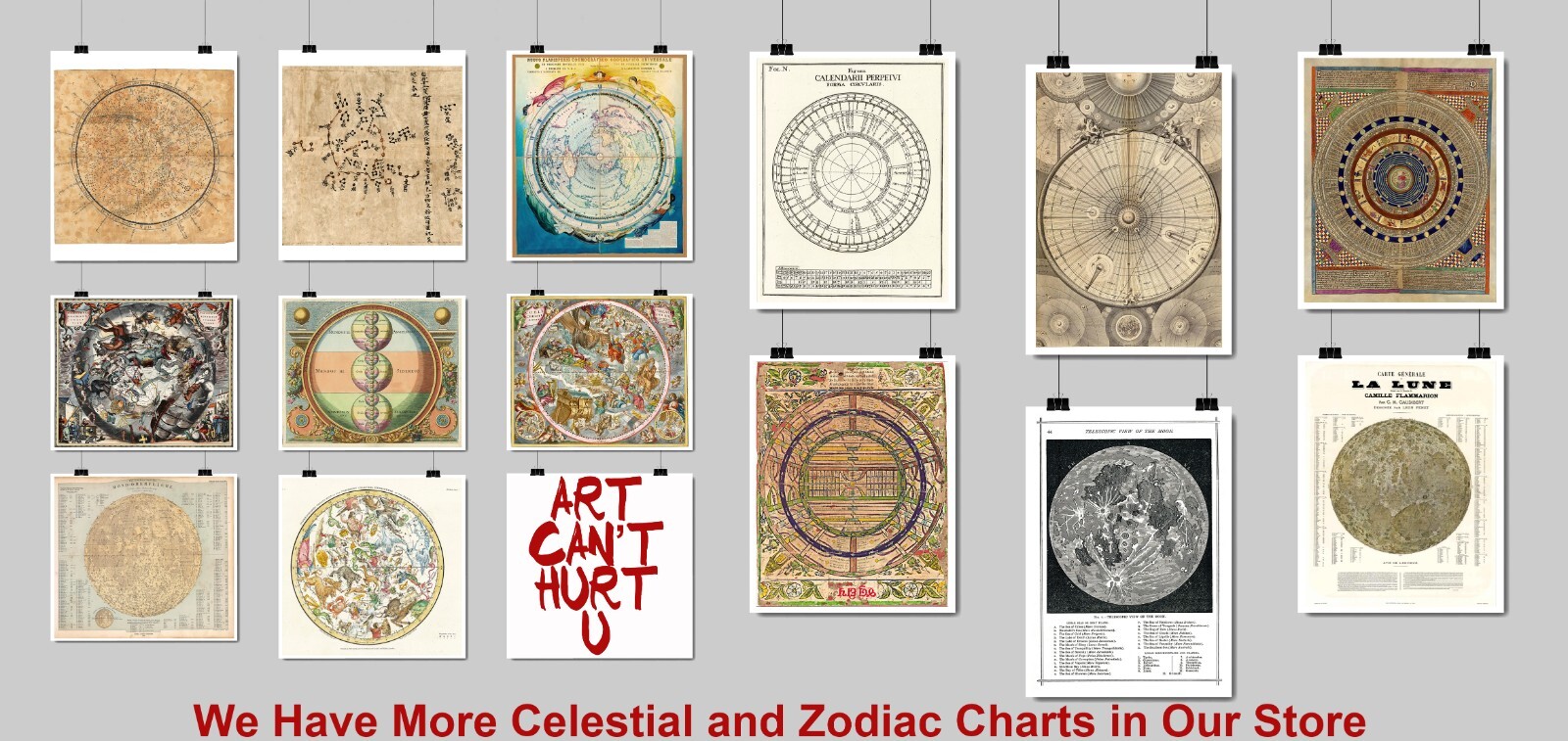 1886 Telescopic View and Map of the Moon Astronomical Space Art Print Astronomy