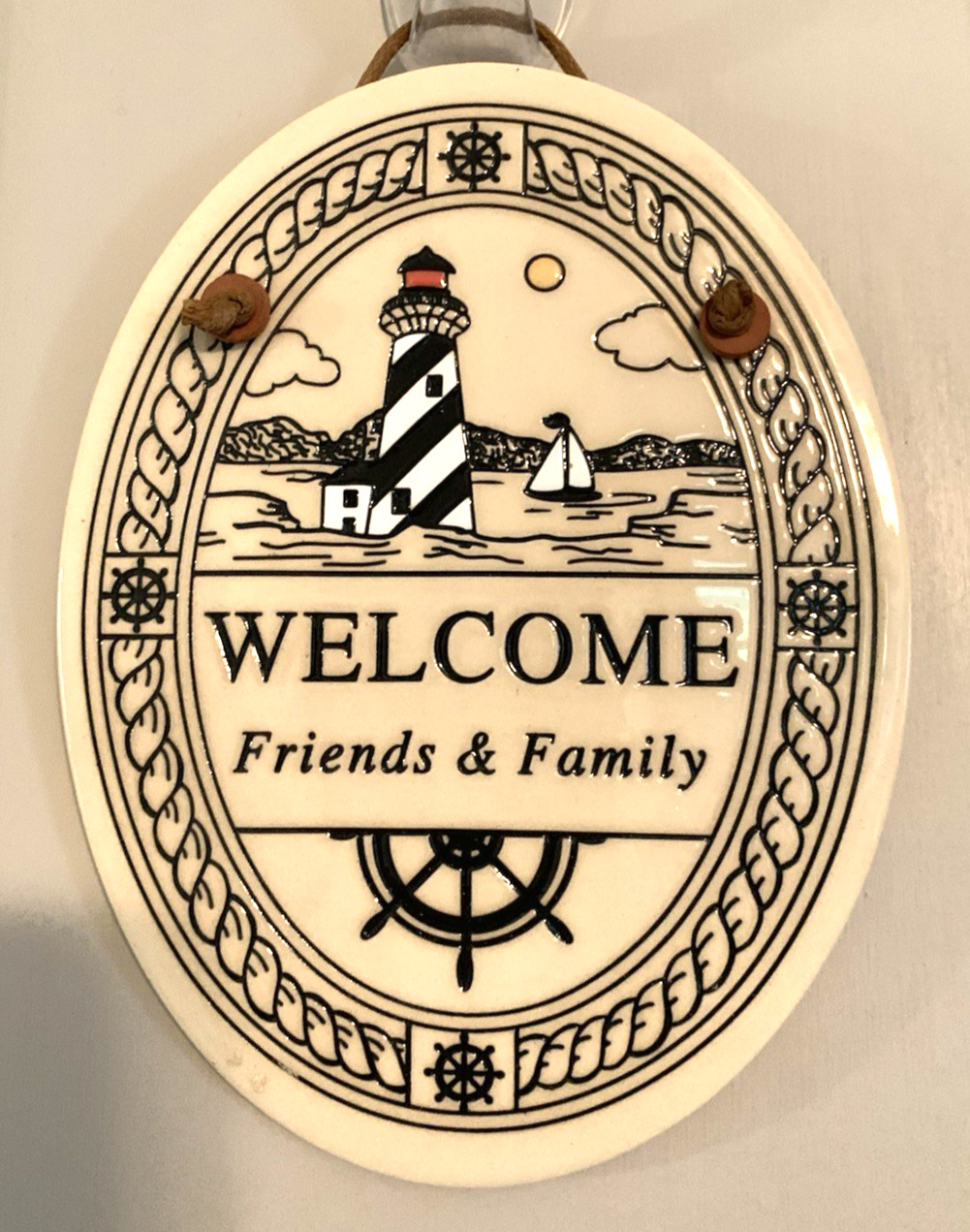 Trinity Pottery Welcome Friends & Family Lighthouse Plaque