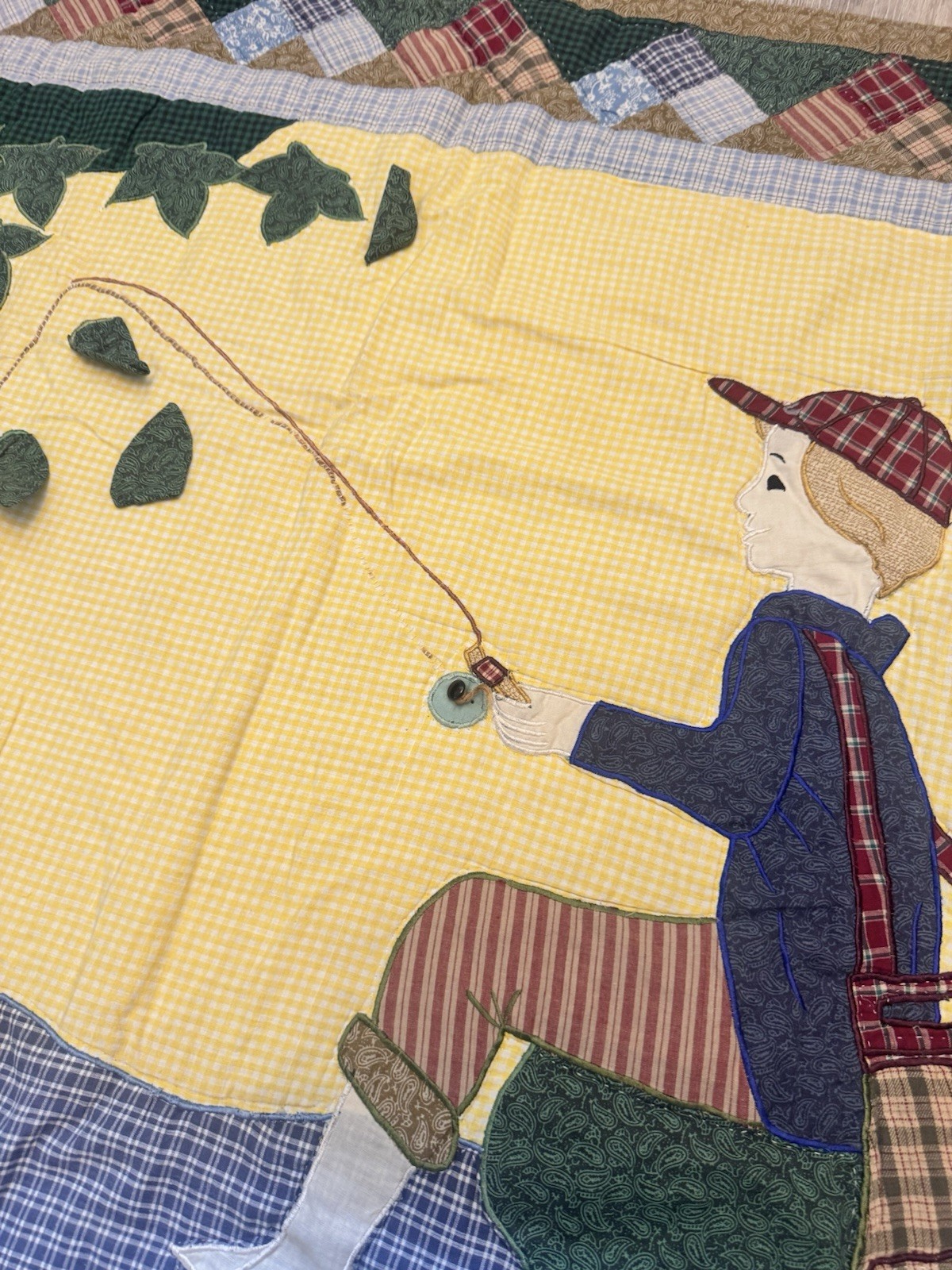 3D Fish Quilt Wall Hanging Plaid Border Thimbleberries Cottage Cabin Lodge
