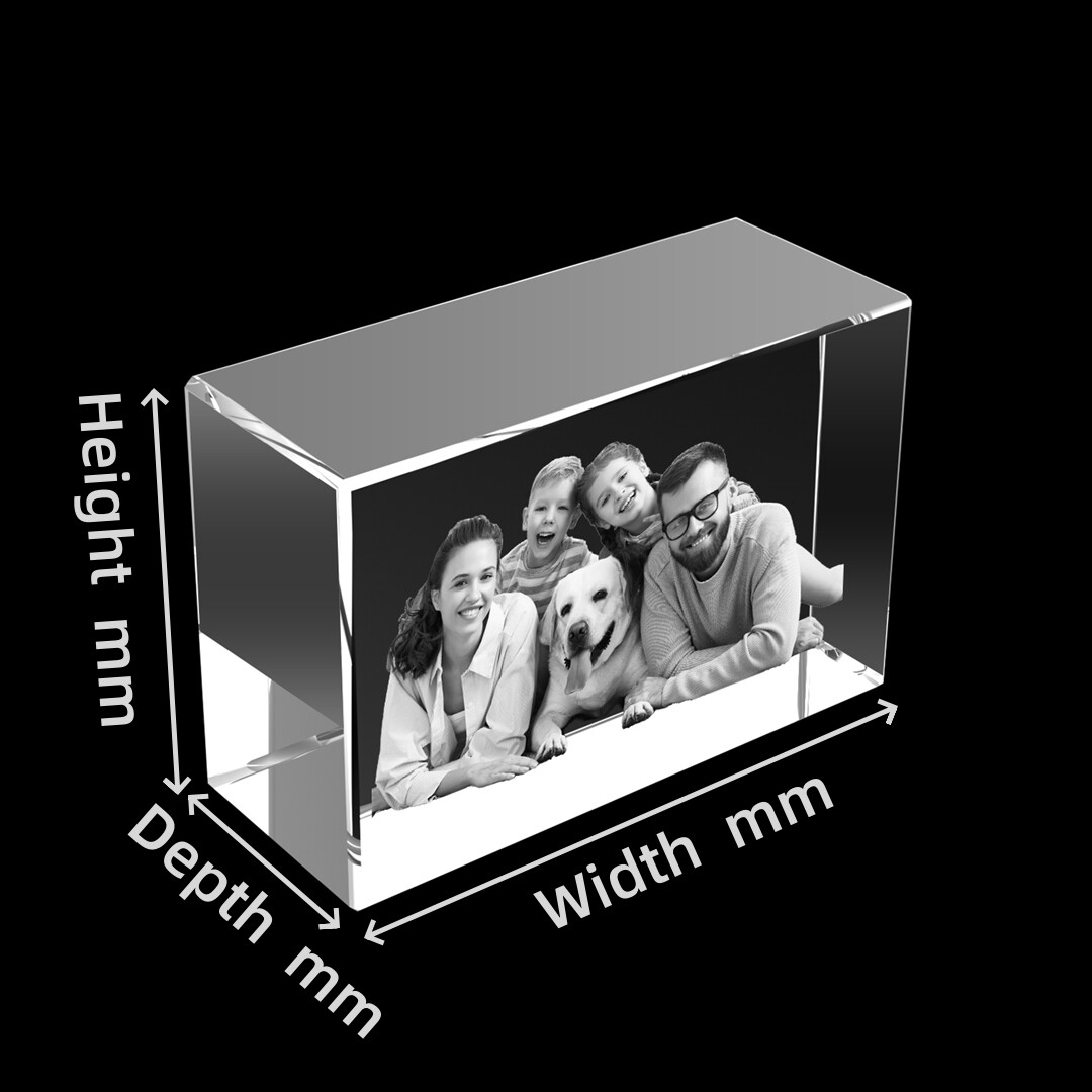 3D Rectangle Crystal Photo Frame Gift, Laser etching 3D Picture Crystal Gifts