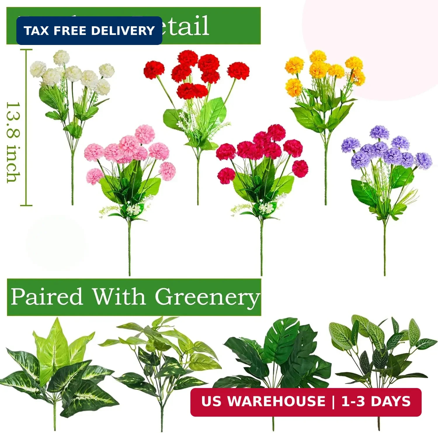 10Pcs Artificial Flowers for Outdoors UV Resistant，6Pcs Colorful Fake Mums Flowe