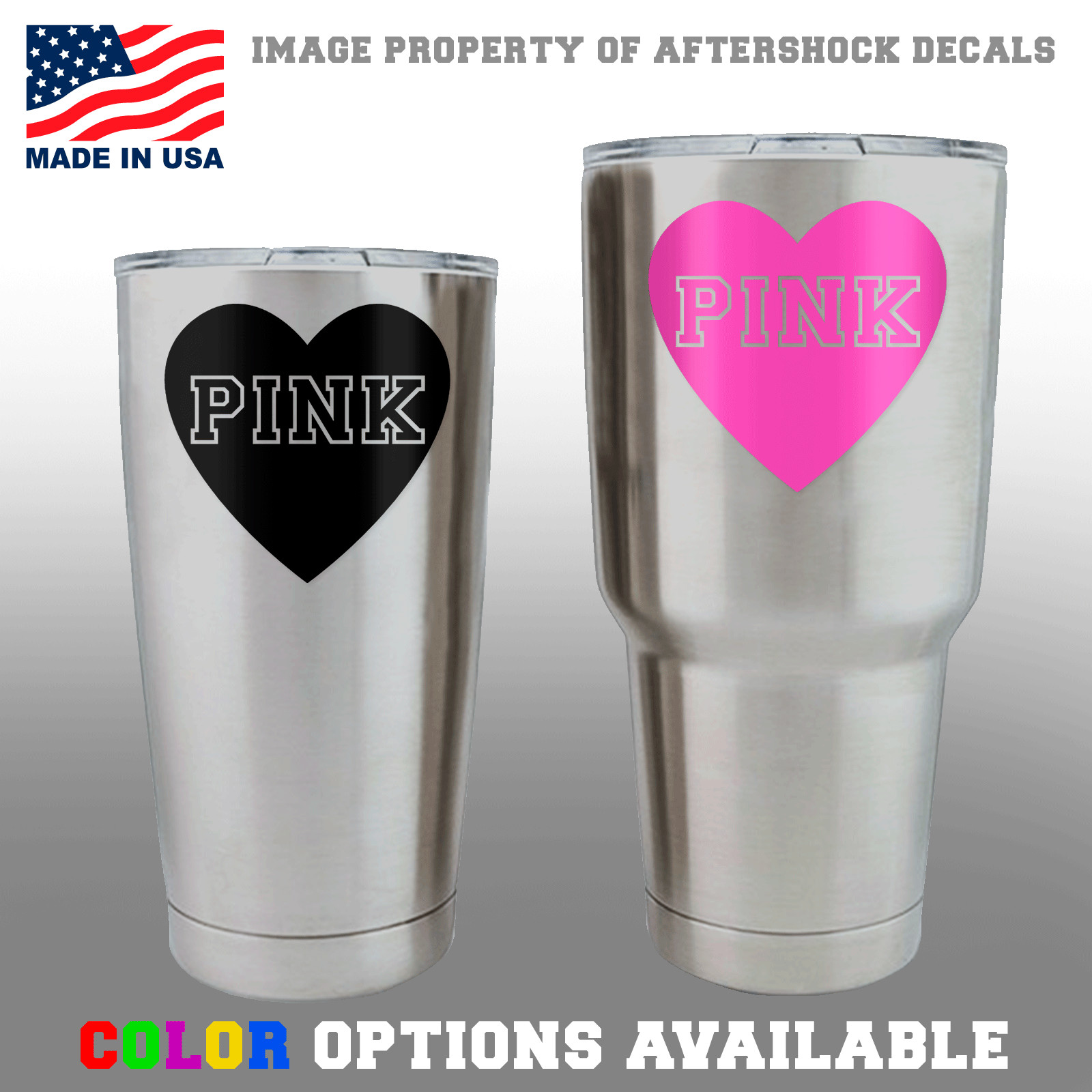 PINK Heart VS Decal for YETI Rambler Tumbler Ozark Trail Sticker Lingerie Love