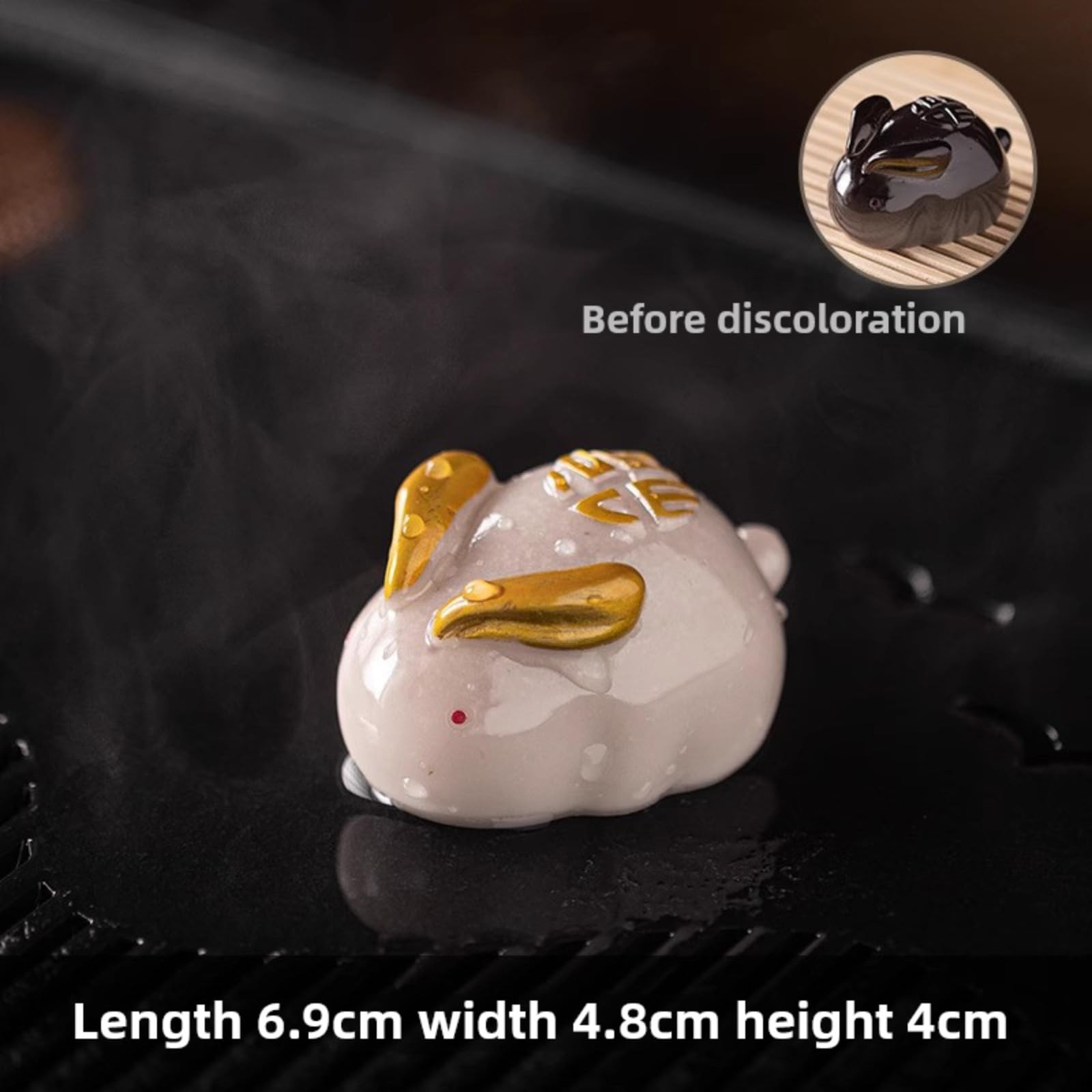 Rabbit Change Color Resin Tea Pet Ornament 6.9cm Table Tea Tray Decor Tea Play