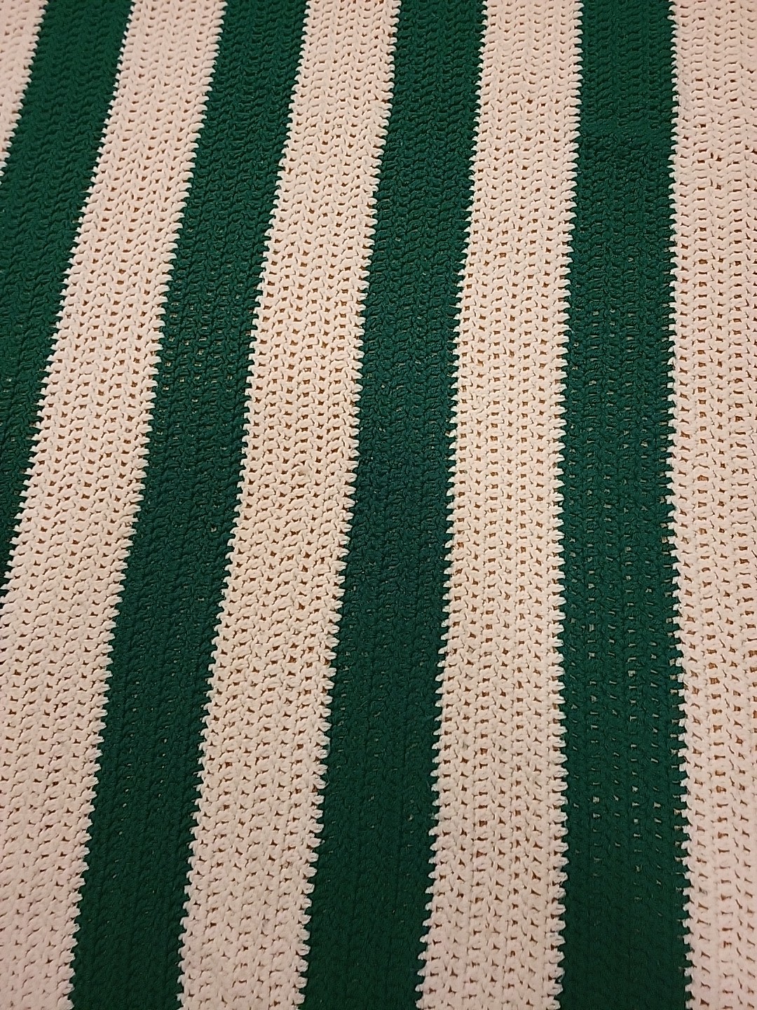 Handmade Blanket Afgan Throw Large 42 X 70 in Kelly Green & White Striped New