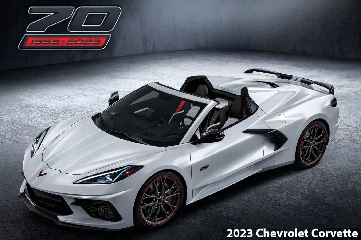 2023 Corvette Stingray Pearl White 70th Anniversary Retro 8×12 Metal Sign