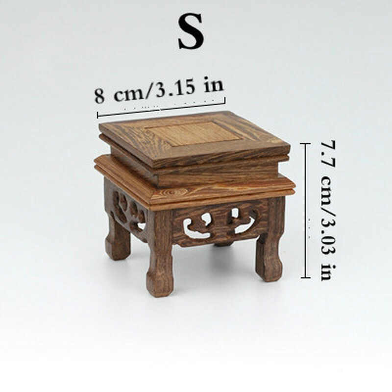 1PC Square Wooden Pedestal Small Vase Pot Statue Stand Collection Display Base