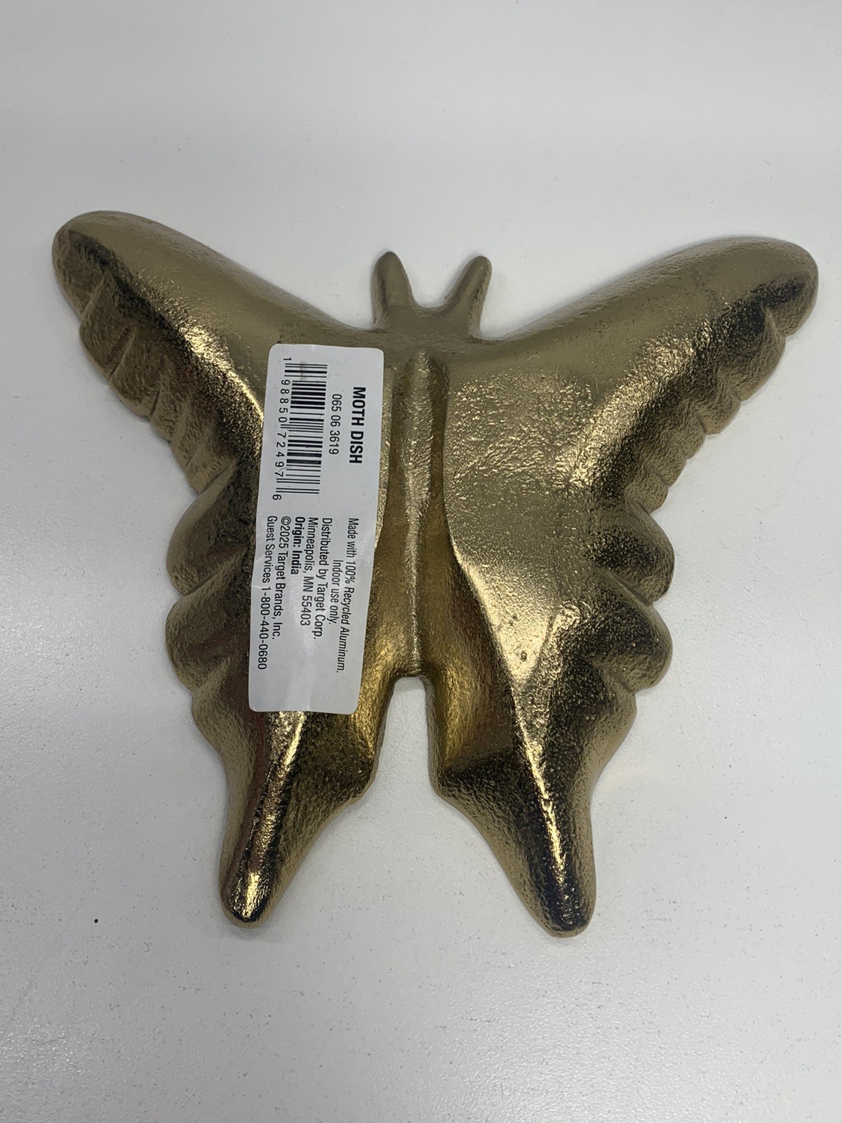 New Gold Metal Moth Trinket Dish Skull Face Gothic Home Decor NWT